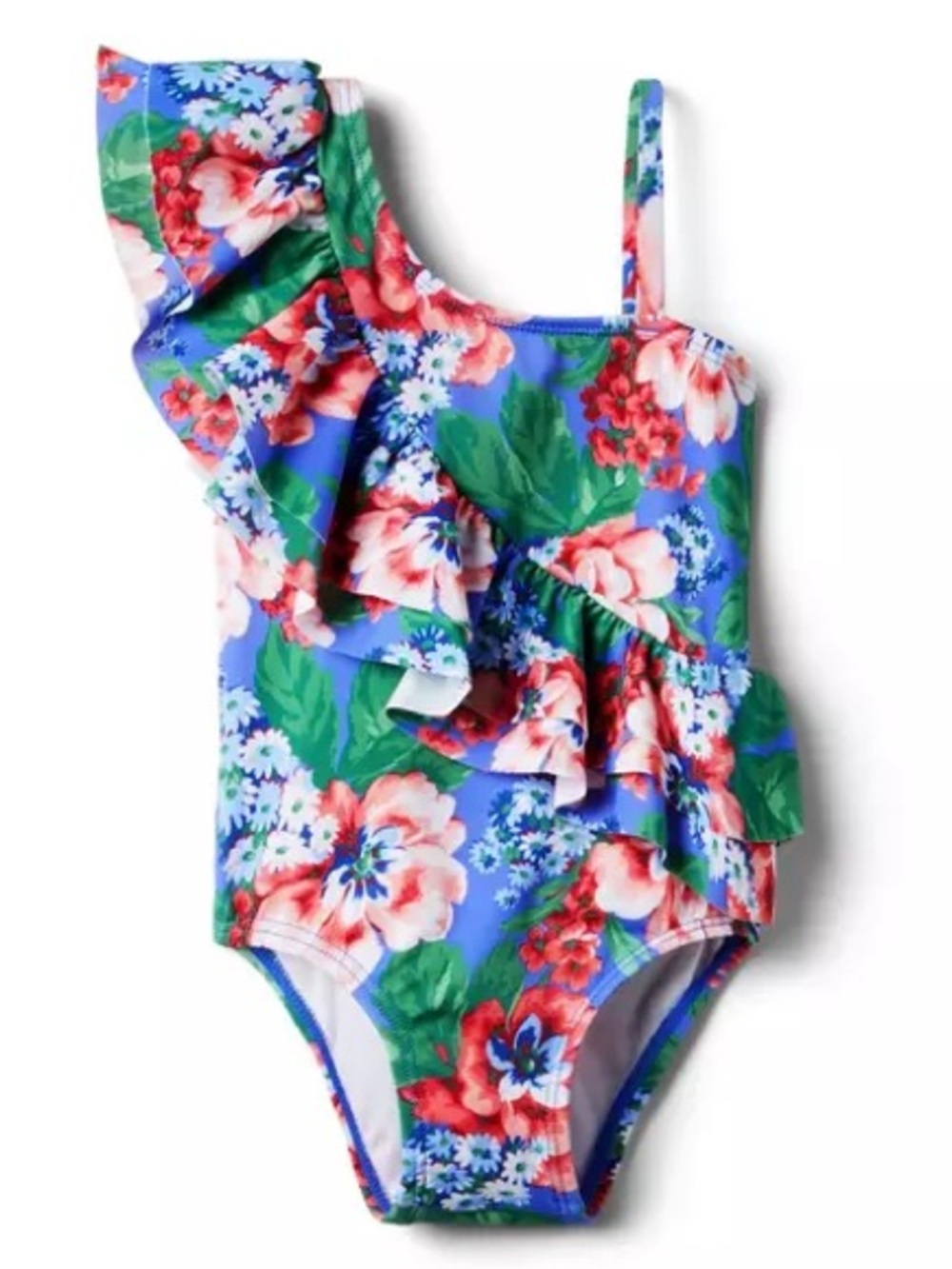 Janie and Jack Floral Ruffle Shoulder Swimsuit